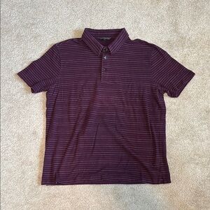 Express Design Studio Maroon Striped Polo